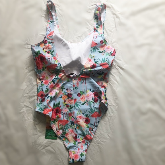 NWT Emme Jordan One Piece Bathing Suit Tropical Flamingo Print Small - Picture 4 of 9